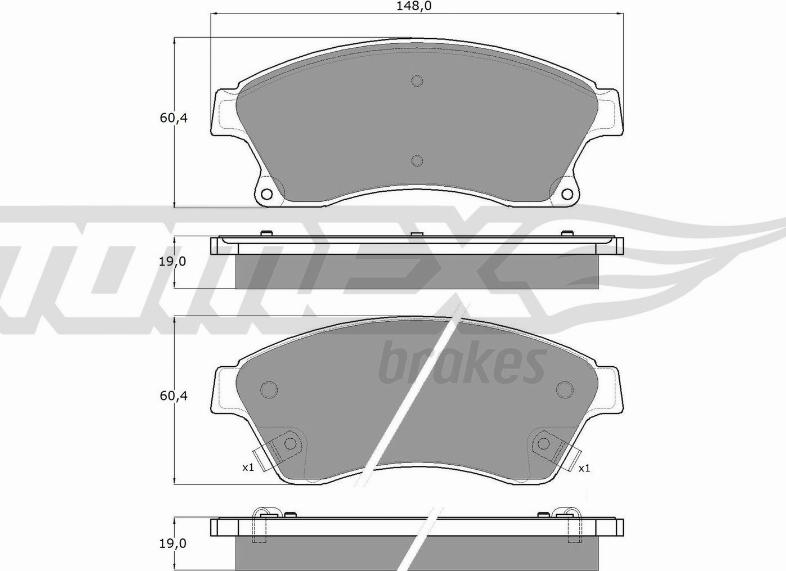 TOMEX brakes TX 16-50 - Тормозные колодки, дисковые, комплект parts5.com