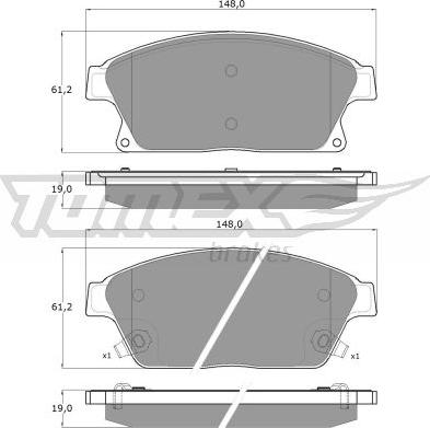 TOMEX brakes TX 16-51 - Тормозные колодки, дисковые, комплект parts5.com