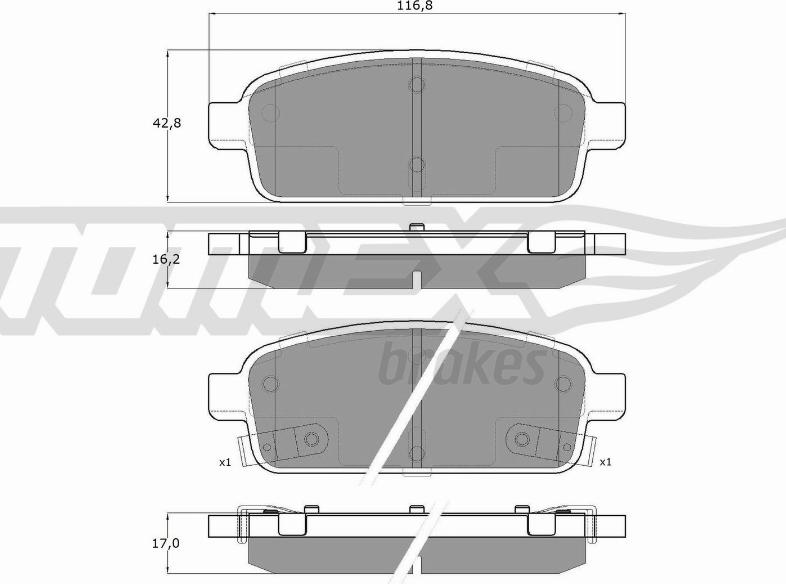 TOMEX brakes TX 16-52 - Тормозные колодки, дисковые, комплект parts5.com