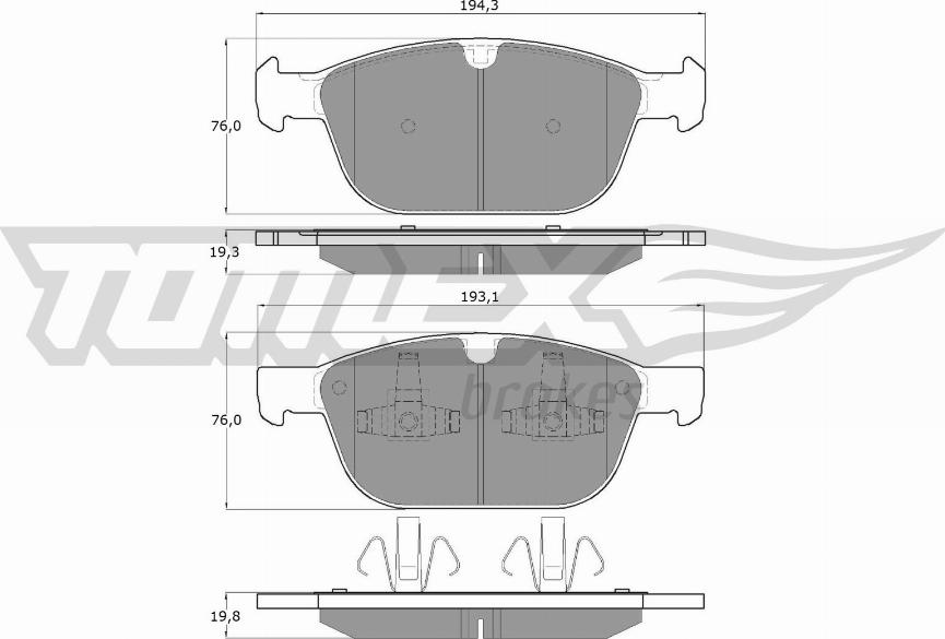 TOMEX brakes TX 16-57 - Тормозные колодки, дисковые, комплект parts5.com