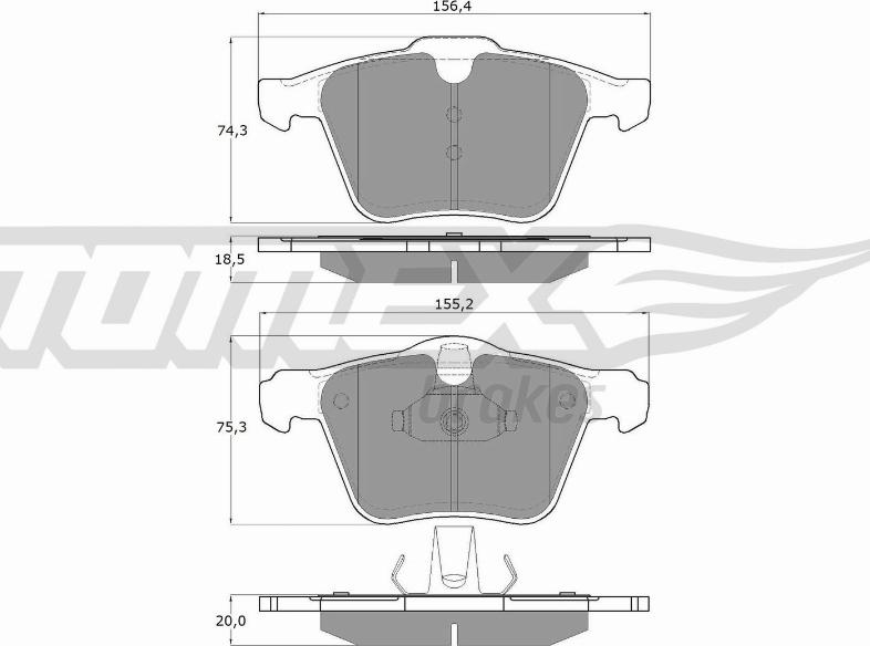 TOMEX brakes TX 16-64 - Тормозные колодки, дисковые, комплект parts5.com