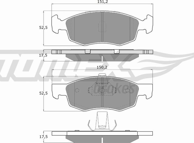 TOMEX brakes TX 16-61 - Тормозные колодки, дисковые, комплект parts5.com