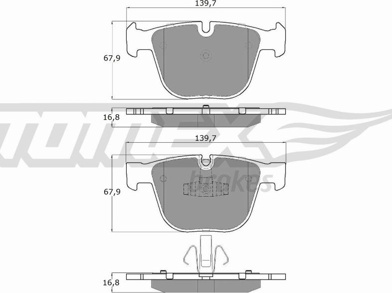 TOMEX brakes TX 16-67 - Тормозные колодки, дисковые, комплект parts5.com