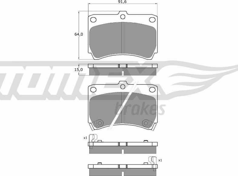 TOMEX brakes TX 10-91 - Тормозные колодки, дисковые, комплект parts5.com