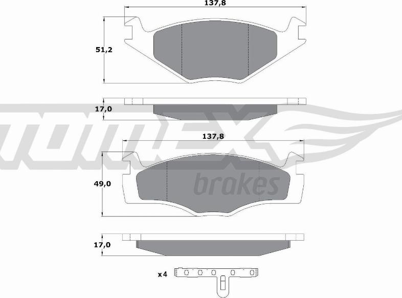 TOMEX brakes TX 10-141 - Тормозные колодки, дисковые, комплект parts5.com