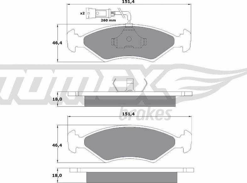 TOMEX brakes TX 10-281 - Тормозные колодки, дисковые, комплект parts5.com