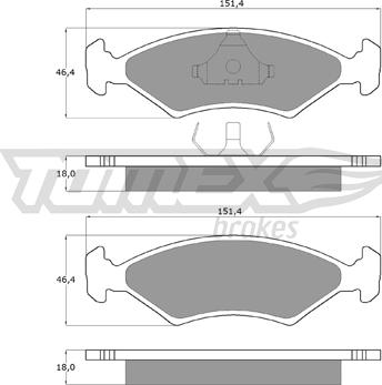 TOMEX brakes TX 10-28 - Тормозные колодки, дисковые, комплект parts5.com