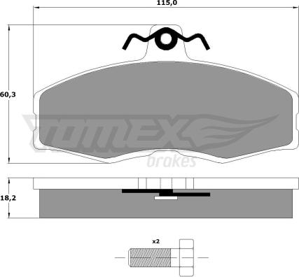 TOMEX brakes TX 10-27 - Тормозные колодки, дисковые, комплект parts5.com