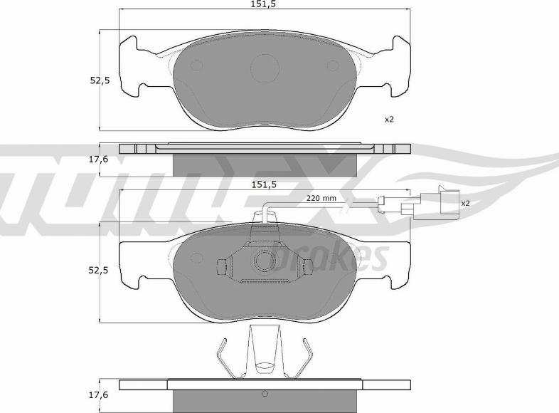 TOMEX brakes TX 10-711 - Тормозные колодки, дисковые, комплект parts5.com