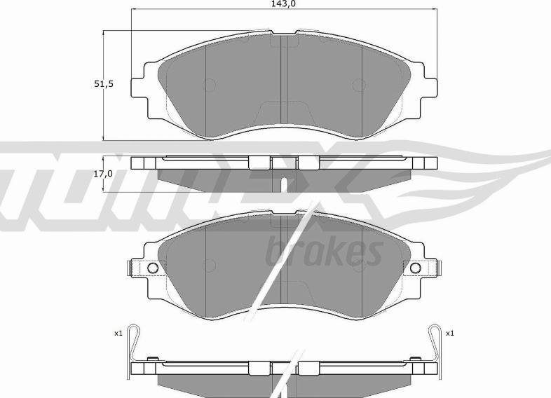 TOMEX brakes TX 11-80 - Тормозные колодки, дисковые, комплект parts5.com