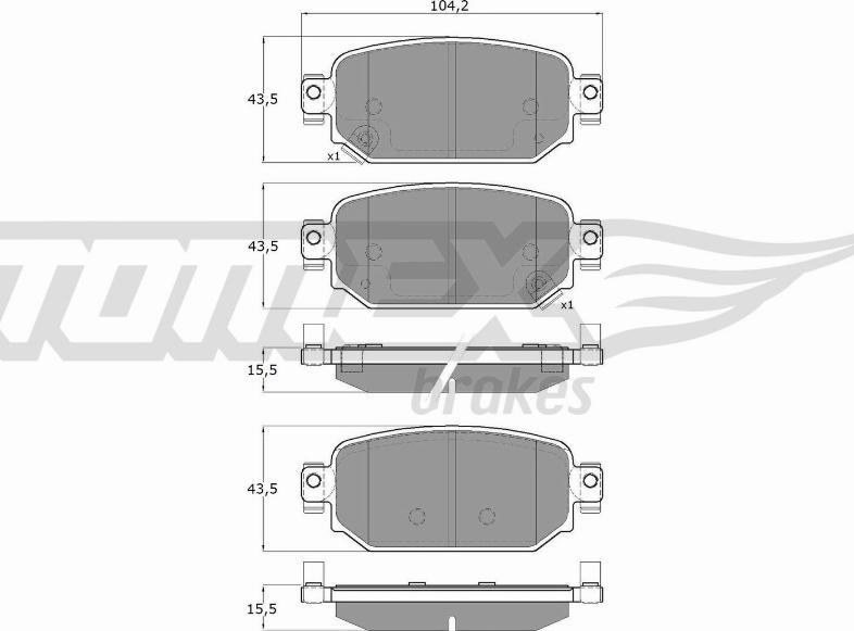 TOMEX brakes TX 18-69 - Тормозные колодки, дисковые, комплект parts5.com