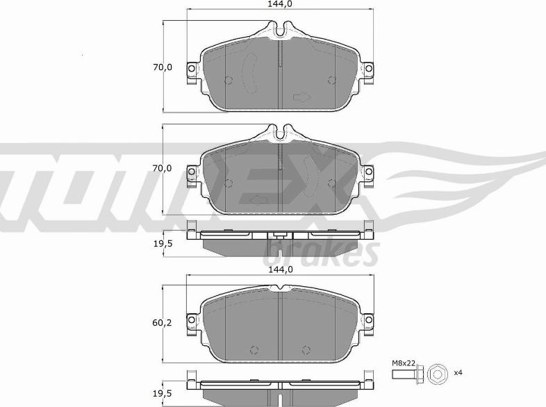 TOMEX brakes TX 18-74 - Тормозные колодки, дисковые, комплект parts5.com