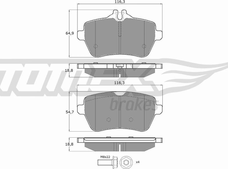 TOMEX brakes TX 18-78 - Тормозные колодки, дисковые, комплект parts5.com