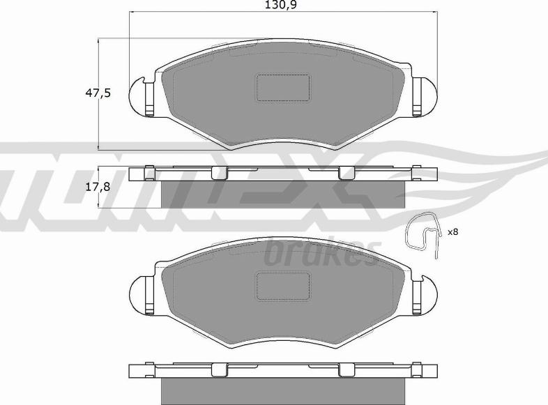 TOMEX brakes TX 13-43 - Тормозные колодки, дисковые, комплект parts5.com