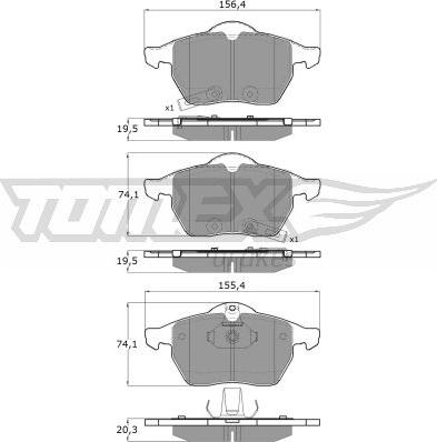 TOMEX brakes TX 13-57 - Тормозные колодки, дисковые, комплект parts5.com