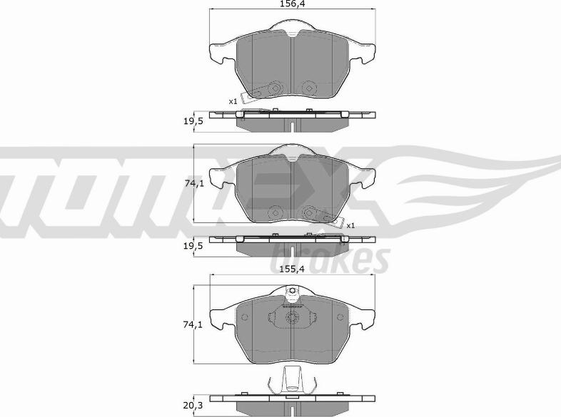 TOMEX brakes TX 13-57 - Тормозные колодки, дисковые, комплект parts5.com