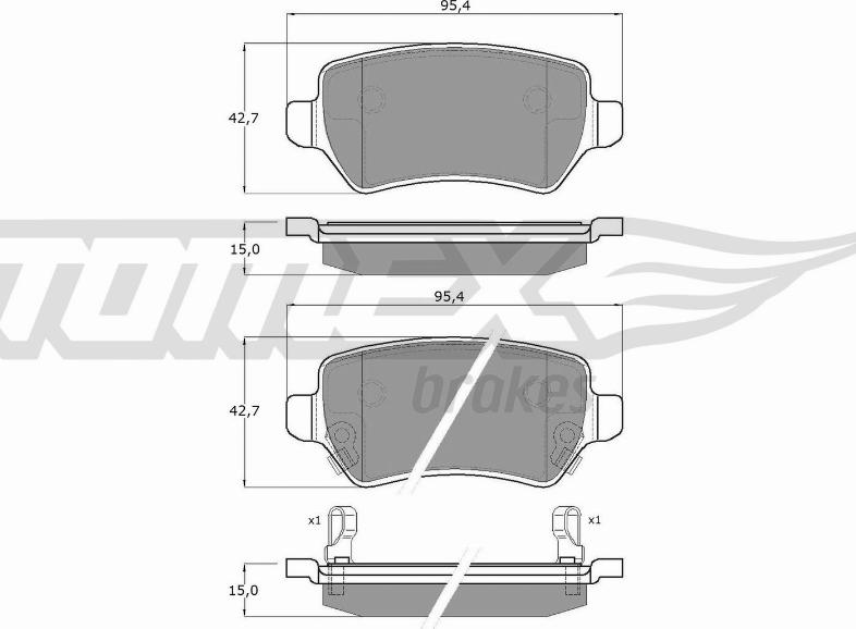 TOMEX brakes TX 12-97 - Тормозные колодки, дисковые, комплект parts5.com