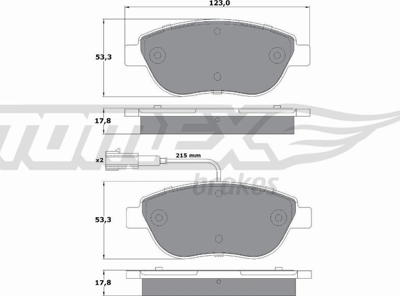 TOMEX brakes TX 12-482 - Тормозные колодки, дисковые, комплект parts5.com