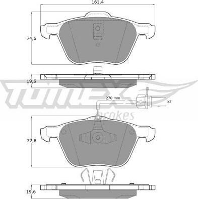 TOMEX brakes TX 12-56 - Тормозные колодки, дисковые, комплект parts5.com