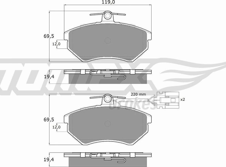 TOMEX brakes TX 12-04 - Тормозные колодки, дисковые, комплект parts5.com