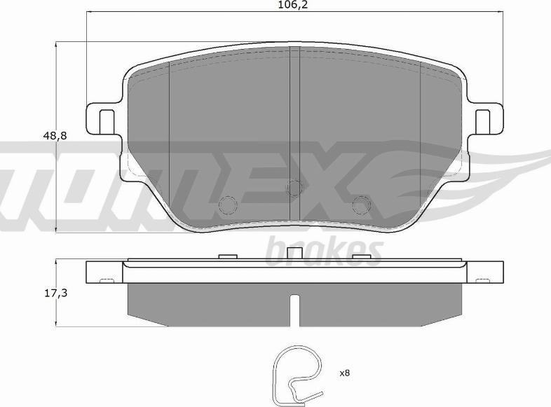 TOMEX brakes TX 12-08 - Brake Pad Set, disc brake parts5.com