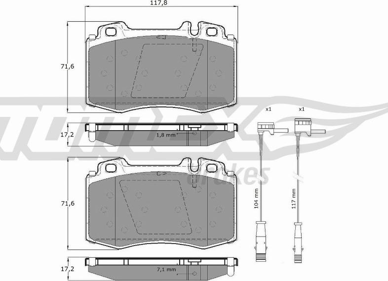 TOMEX brakes TX 12-811 - Тормозные колодки, дисковые, комплект parts5.com