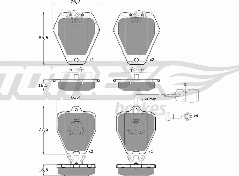 TOMEX brakes TX 12-26 - Тормозные колодки, дисковые, комплект parts5.com