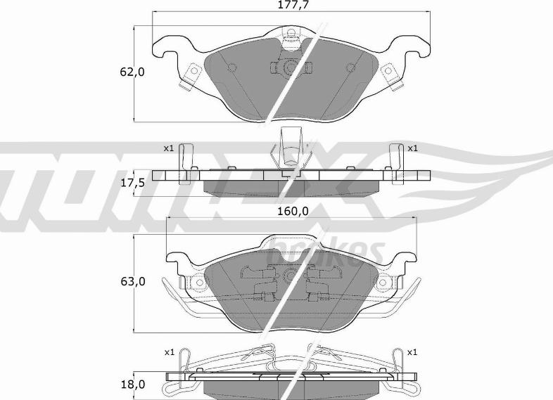 TOMEX brakes TX 12-21 - Тормозные колодки, дисковые, комплект parts5.com