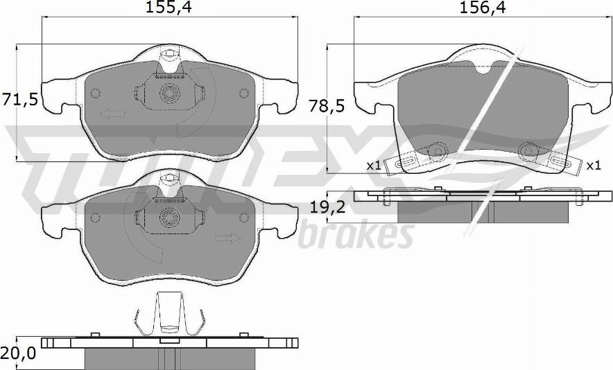 TOMEX brakes TX 12-22 - Тормозные колодки, дисковые, комплект parts5.com