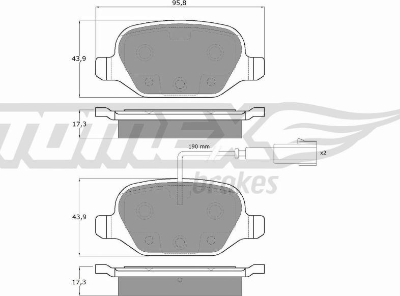 TOMEX brakes TX 12-703 - Тормозные колодки, дисковые, комплект parts5.com