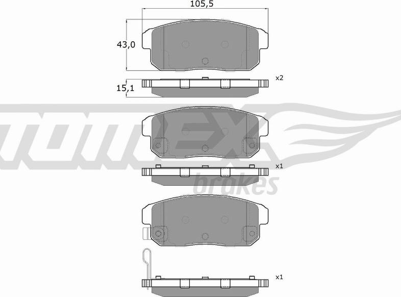 TOMEX brakes TX 17-97 - Тормозные колодки, дисковые, комплект parts5.com