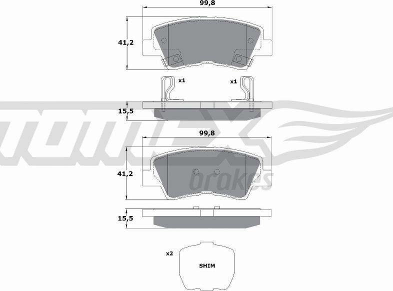 TOMEX brakes TX 17-48 - Тормозные колодки, дисковые, комплект parts5.com