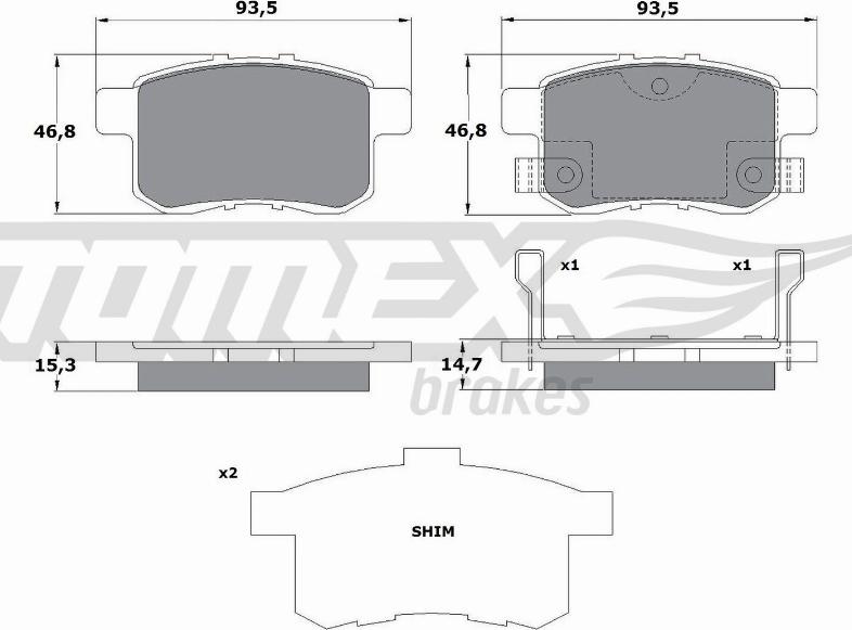 TOMEX brakes TX 17-54 - Тормозные колодки, дисковые, комплект parts5.com