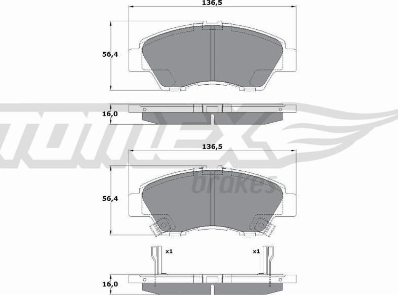 TOMEX brakes TX 17-55 - Тормозные колодки, дисковые, комплект parts5.com