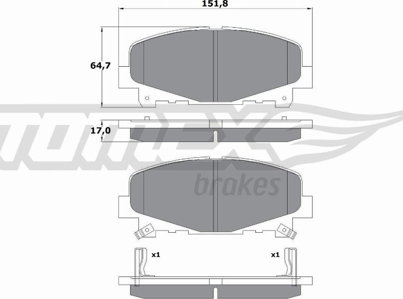 TOMEX brakes TX 17-52 - Тормозные колодки, дисковые, комплект parts5.com