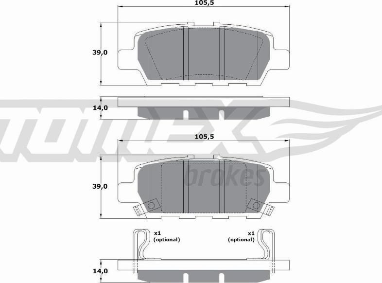 TOMEX brakes TX 17-57 - Тормозные колодки, дисковые, комплект parts5.com