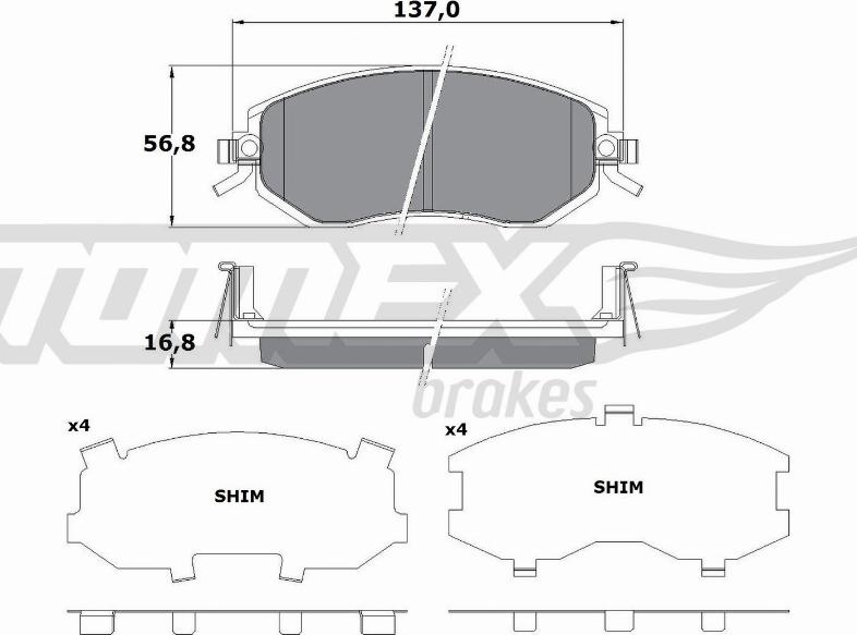 TOMEX brakes TX 17-65 - Тормозные колодки, дисковые, комплект parts5.com