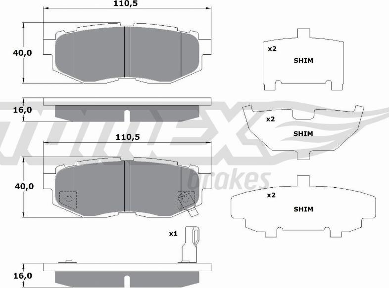 TOMEX brakes TX 17-66 - Тормозные колодки, дисковые, комплект parts5.com