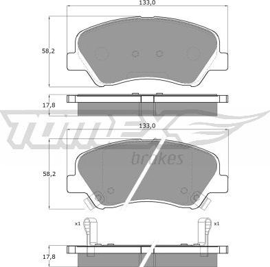 TOMEX brakes TX 17-85 - Тормозные колодки, дисковые, комплект parts5.com