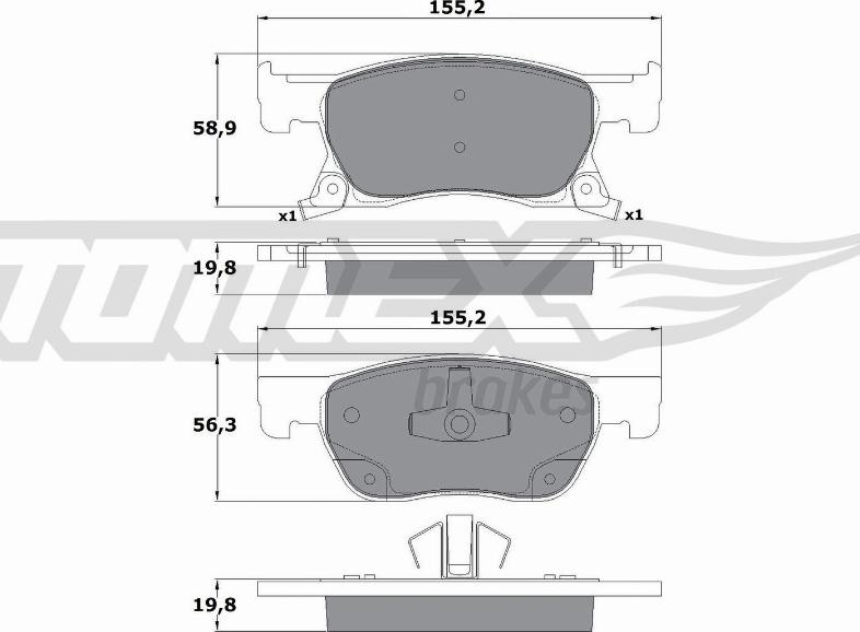 TOMEX brakes TX 17-86 - Тормозные колодки, дисковые, комплект parts5.com