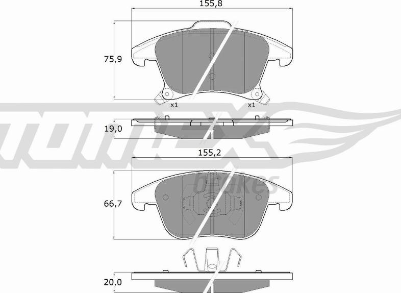 TOMEX brakes TX 17-75 - Тормозные колодки, дисковые, комплект parts5.com