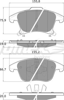 TOMEX brakes TX 17-75 - Тормозные колодки, дисковые, комплект parts5.com