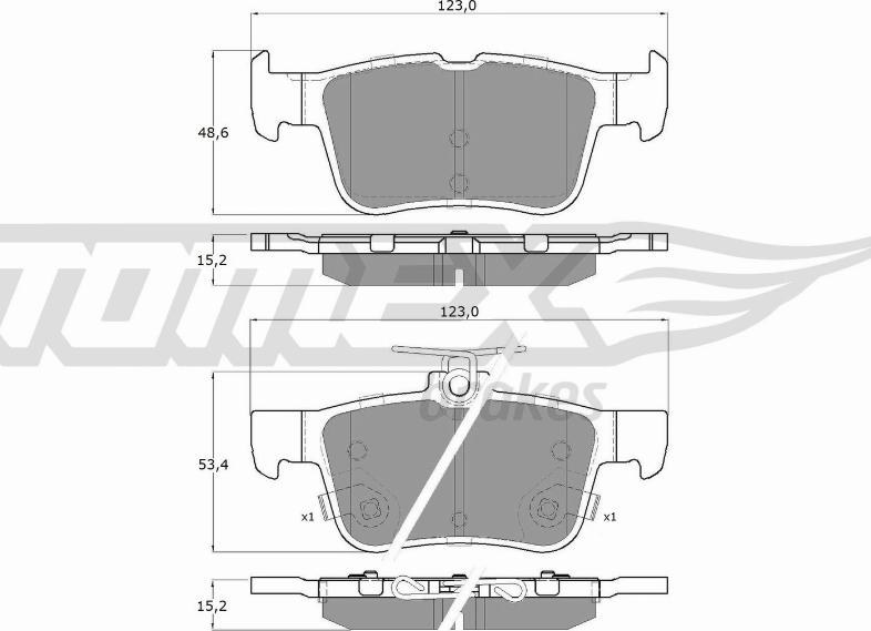 TOMEX brakes TX 17-76 - Тормозные колодки, дисковые, комплект parts5.com