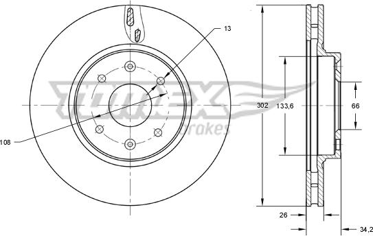 TOMEX brakes TX 73-64 - Тормозной диск parts5.com