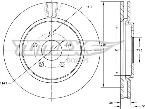 TOMEX brakes TX 72-16 - Тормозной диск parts5.com