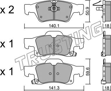 Trusting 943.0 - Тормозные колодки, дисковые, комплект parts5.com