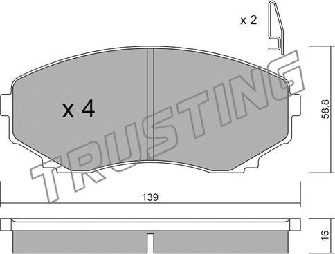 Trusting 493.0 - Тормозные колодки, дисковые, комплект parts5.com