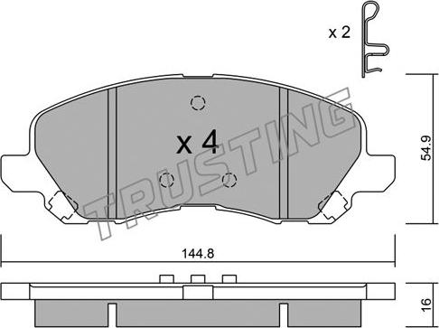 Trusting 497.0 - Тормозные колодки, дисковые, комплект parts5.com