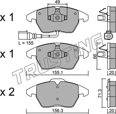 Trusting 564.0 - Тормозные колодки, дисковые, комплект parts5.com