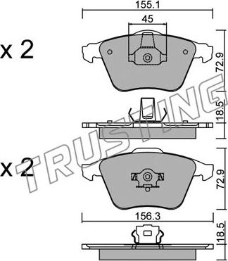 Trusting 565.3 - Тормозные колодки, дисковые, комплект parts5.com